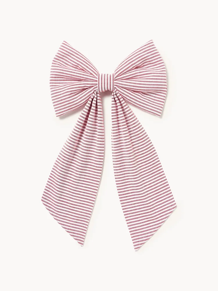 Westwing Collection Украшение новогоднее Ottavia в виде банта, 25 х 43 см, молочно-белое с красными полосками