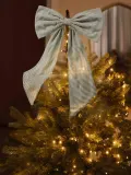 Westwing Collection Украшение новогоднее Ottavia в виде банта, 40 х 65 см, молочно-белое с тёмно-зелёными полосками — фото 3