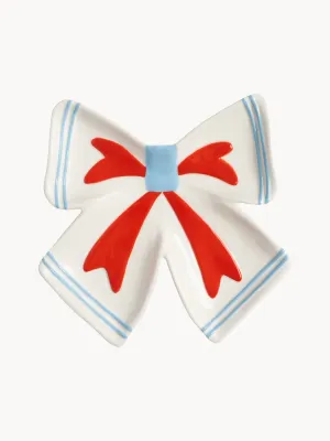&klevering Блюдо Ribbon из доломита, молочно-белое с красным и синим