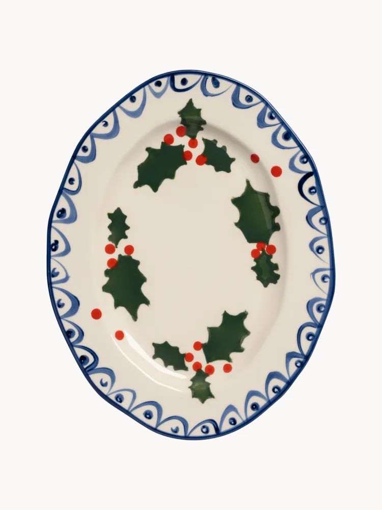 &klevering Блюдо Holly из фарфора, 34х27 см, синее