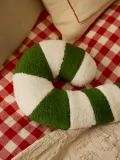 Westwing Collection Подушка декоративная Teddy Sugar, тёмно-зелёная с белым — фото 4