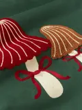 Westwing Collection Наволочка декоративная Porcini из хлопка с вышивкой в виде гриба, тёмно-зелёная с рисунком в нескольких цветах — фото 3
