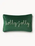 Westwing Collection Наволочка декоративная Holly Jolly из хлопкового бархата с вышивкой и кантом — фото 1