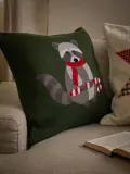 Westwing Collection Наволочка декоративная Buddy из хлопка, тёмно-зелёная с рисунком в нескольких цветах — фото 6