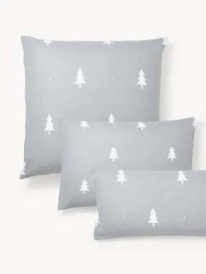 Westwing Collection Наволочка X-mas Tree из фланели, светло-серая и белая