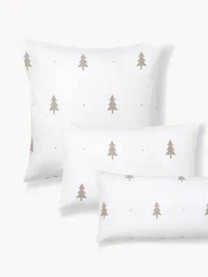 Westwing Collection Наволочка X-mas Tree из фланели, белая и бежевая