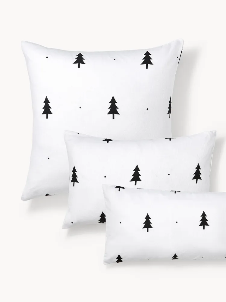 Westwing Collection Наволочка X-mas Tree из фланели, белая и чёрная