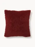 Westwing Collection Наволочка декоративная Teddy Dotty на молнии из плюша тедди, 45х45 см, бордовая — фото 1