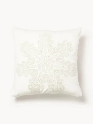 Westwing Collection Наволочка декоративная Celeste на молнии из хлопкового бархата, 60х60 см, кремово-белая