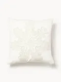 Westwing Collection Наволочка декоративная Celeste на молнии из хлопкового бархата, 60х60 см, кремово-белая — фото 1