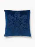 Westwing Collection Наволочка декоративная Celeste на молнии из хлопкового бархата, 60х60 см, тёмно-синяя — фото 1