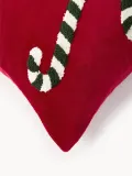 Westwing Collection Наволочка декоративная Darva на молнии из хлопкового бархата, 50х50 см, красно-зелёная — фото 4