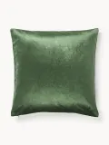 Westwing Collection Наволочка декоративная Isadora на молнии из бархата с вышивкой, 45х45 см, тёмно-зелёная — фото 7