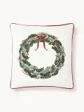 Westwing Collection Подушка декоративная Rosaline с несъёмным чехлом из хлопкового бархата, кремово-белая — фото 1