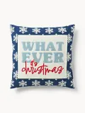 Westwing Collection Наволочка декоративная Whatever из хлопка с вышивкой, 50х50 см, светло-бежевая с оттенками синего и красным — фото 1