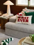 Westwing Collection Наволочка декоративная Whatever из хлопка с вышивкой, 30х50 см, красная, тёмно-зелёная и светло-бежевая — фото 8