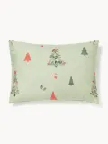 Westwing Collection Наволочка Pine, шалфейная зелёная с красным — фото 5