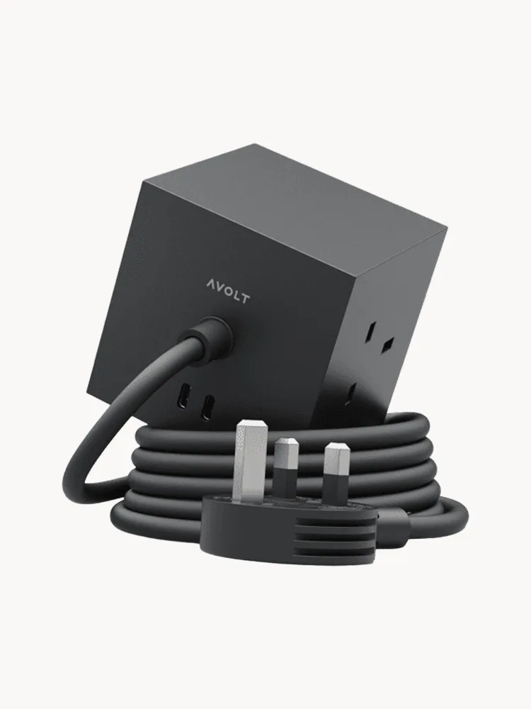 AVOLT Удлинитель Square 1 с USB-C, чёрный