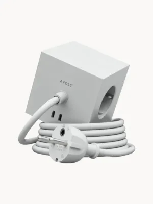 AVOLT Удлинитель Square 1 с USB-C, кабель 180 см, светло-серый