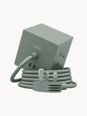AVOLT Удлинитель Square 1 с USB-C, кабель 180 см, шалфейно-зелёный
