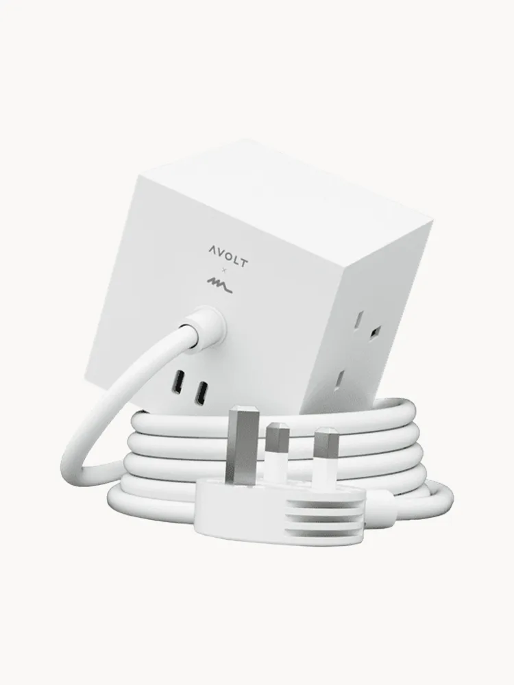 AVOLT Удлинитель Square 1 с USB-C, кабель 180 см, белый