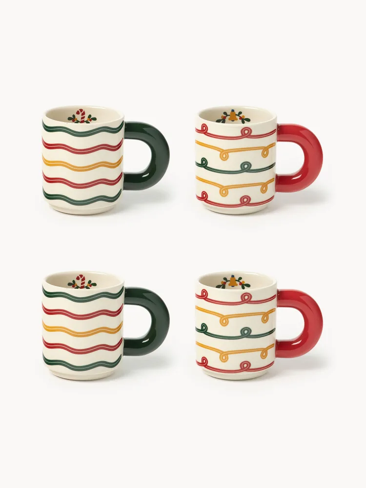 Westwing Collection Набор рождественских кружек Cutemas из фарфора, 4 предмета, 380 мл
