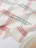 Westwing Collection Салфетка сервировочная Aster из хлопка, набор 4 шт, расцветка молочно-белый, тёмно-зелёный, красный — фото 3