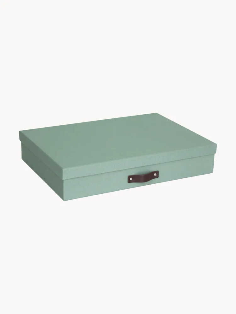 Bigso Box of Sweden Коробка для хранения документов Sverker, 44 x 31 x 9 см, шалфейно-зелёная, чёрная