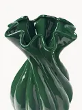 Westwing Collection Ваза Sweety из глазурованной каменной керамики, 40 см, тёмно-зелёная глянцевая — фото 2