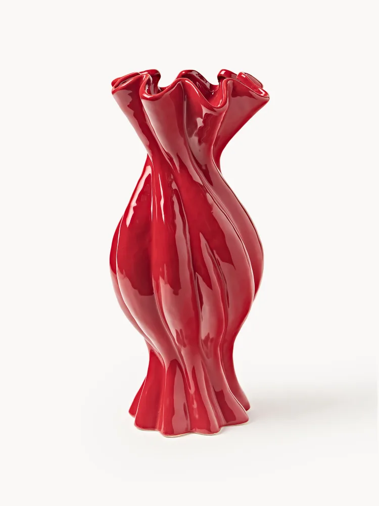 Westwing Collection Ваза Sweety из глазурованной каменной керамики, 40 см, красная глянцевая