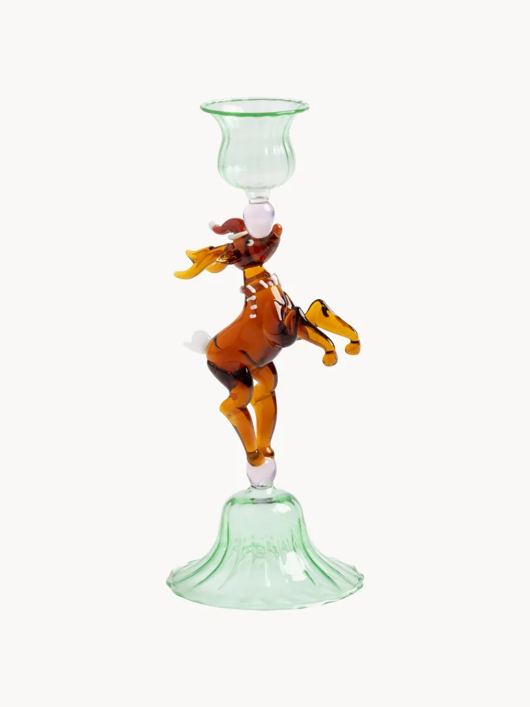 &klevering Подсвечник из выдувного стекла Reindeer, высота 19 см