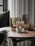 House Doctor Подсвечник Rivo из стекла и травертина, высота 14 см — фото 5