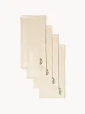 Westwing Collection Салфетка сервировочная Torry с праздничной вышивкой, набор 4 шт, светло-бежевая с зелёной вышивкой — фото 1