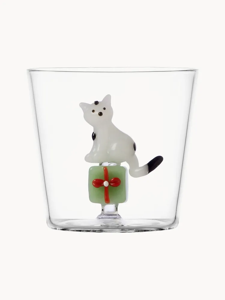 Ichendorf Кружка Tabby Cat, 300 мл, прозрачный с белым, зелёным и красным