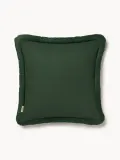 Westwing Collection Наволочка декоративная двусторонная с бахромой Viona, 50х50 см, молочно-белый, тёмно-зелёный — фото 2