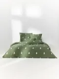 Westwing Collection Пододеяльник X-mas Tree фланелевый с рождественским узором, зелёный с белым — фото 6