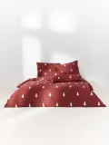 Westwing Collection Пододеяльник X-mas Tree фланелевый с рождественским узором, бордовый с белым — фото 6