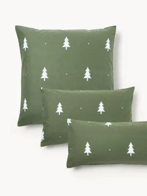 Westwing Collection Наволочка X-mas Tree из фланели, зелёная и белая