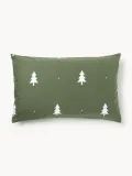 Westwing Collection Наволочка X-mas Tree из фланели, зелёная и белая — фото 5