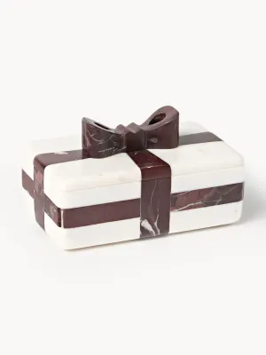 Westwing Collection Шкатулка Cutemas из мрамора, 19 x 12 x 10 см, белая, бордовый мрамор