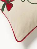 Westwing Collection Наволочка декоративная Yuna на молнии из хлопка и льна, 50х50 см, светло-бежевая с зелёным и красным — фото 3