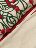 Westwing Collection Наволочка декоративная Yuna на молнии из хлопка и льна, 50х50 см, светло-бежевая с зелёным и красным — фото 4