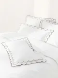 Westwing Collection Пододеяльник Atina из перкали, белый с серо-коричневой отделкой — фото 1