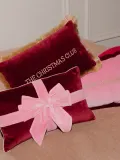 Vondels Подушка декоративная Bow из бархата, бордовая с розовым — фото 2