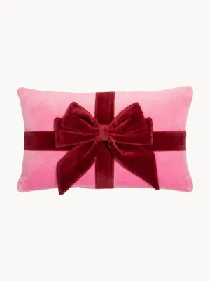 Vondels Подушка декоративная Bow из бархата, розовая с красным