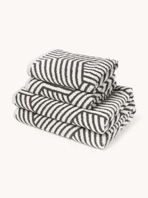 Westwing Collection Полотенце Fatu, комплект, белый с антрацитовым