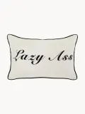 Anna + Nina Подушка декоративная Lazy Ass с вышитой надписью, 40х60 см, белая с чёрным — фото 1