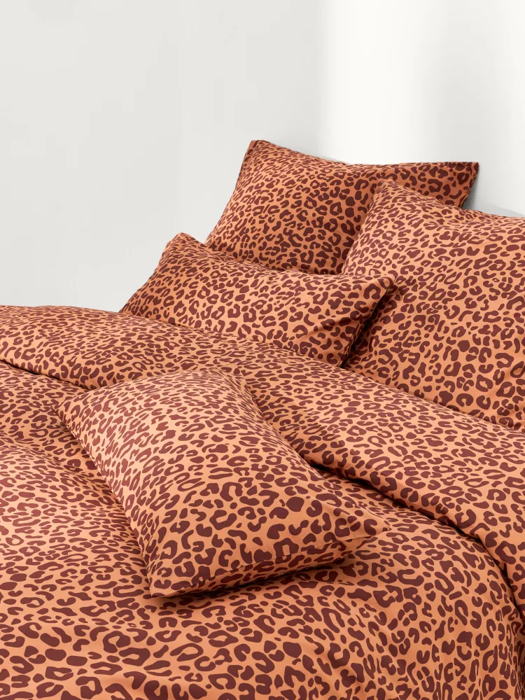 Westwing Collection Пододеяльник Leo из перкали, терракотовый с бордовым