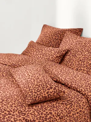 Westwing Collection Пододеяльник Leo из перкали, терракотовый с бордовым