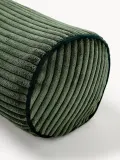Westwing Collection Подушка декоративная Kylen валик, диаметр 17 см, длина 57 см, оливково-зелёная с тёмно-зелёным кантом — фото 3
